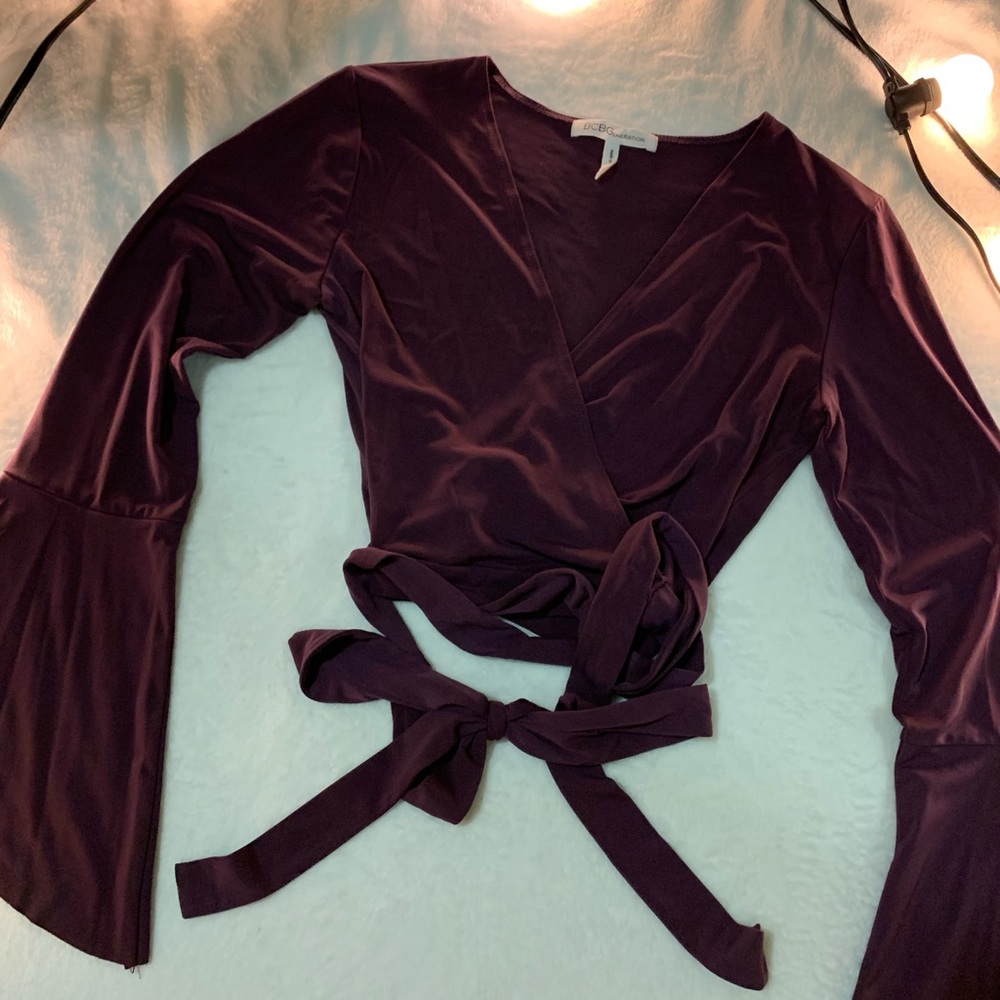 Plum wrap bell sleeve